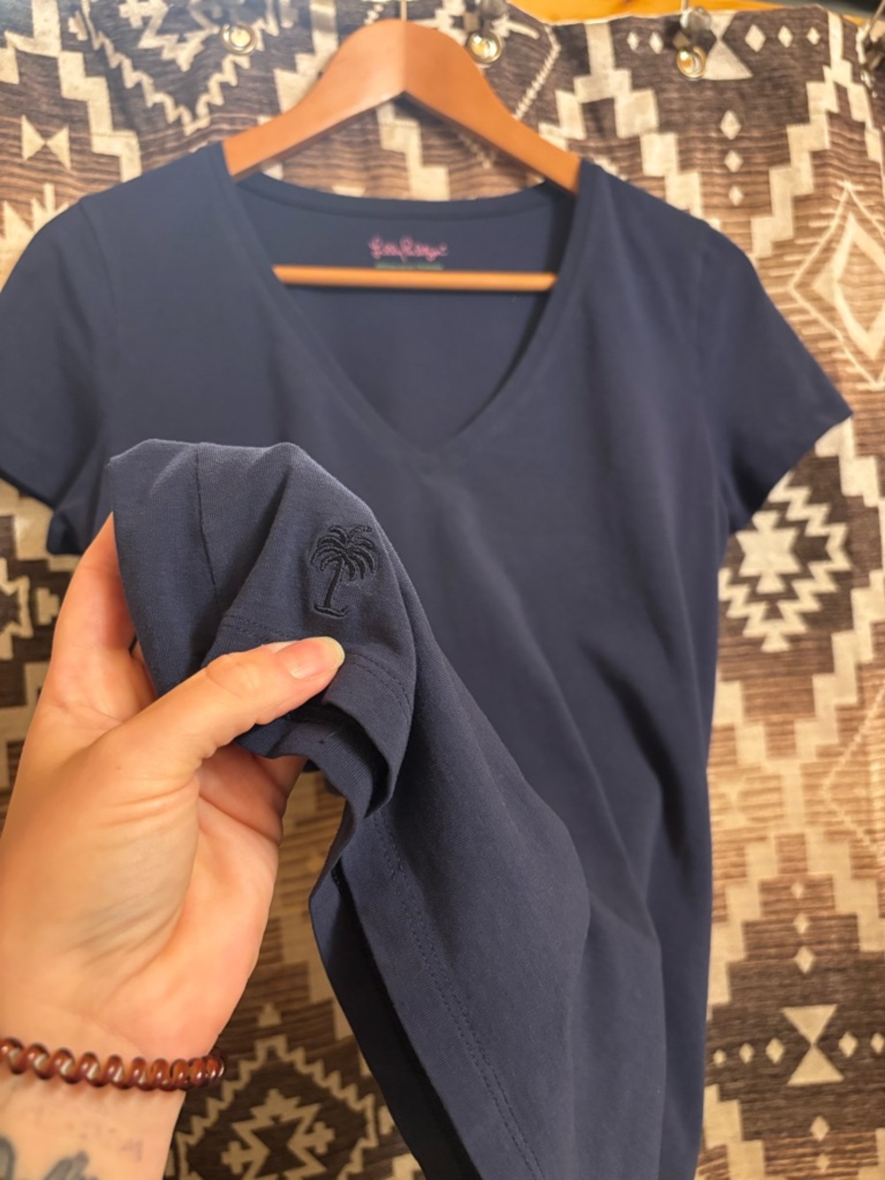 Women’s Lily Pulitzer Meredith Tee, True Navy, Size Medium, Pima Cotton - Picture 5 of 15